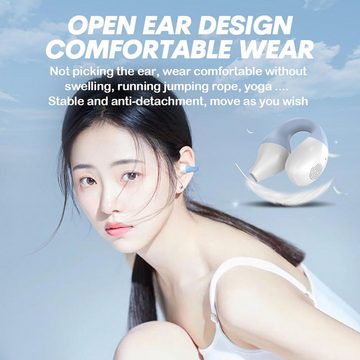Xmenha mit Ohrclip-Design für bequemen Sitz beim Radfahren Open-Ear-Kopfhörer (Ergonomisches Design für optimale Gewichtsverteilung und stressfreien Tragekomfort den ganzen Tag., Komfortables Design, ergonomisch, mit LED-Anzeige Lange Akkulaufzeit)