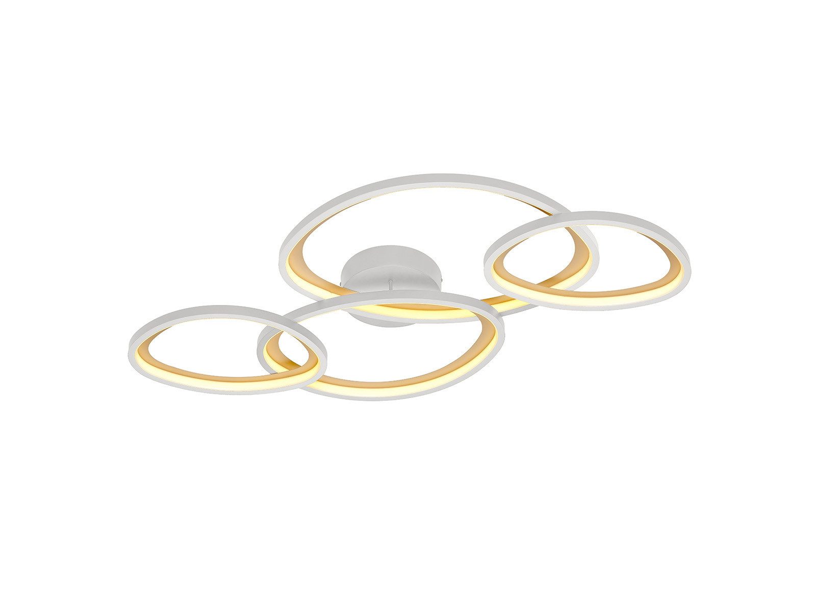 TRIO Leuchten LED Deckenleuchte mit Fernbedienung dimmbar Breite 103cm, Memoryfunktion, LED fest integriert, Neutralweiß, Warmweiß, Tageslichtweiß, Tageslicht-Lampe Decke flach, dimmbar über Licht-Schalter, 4 Kreise