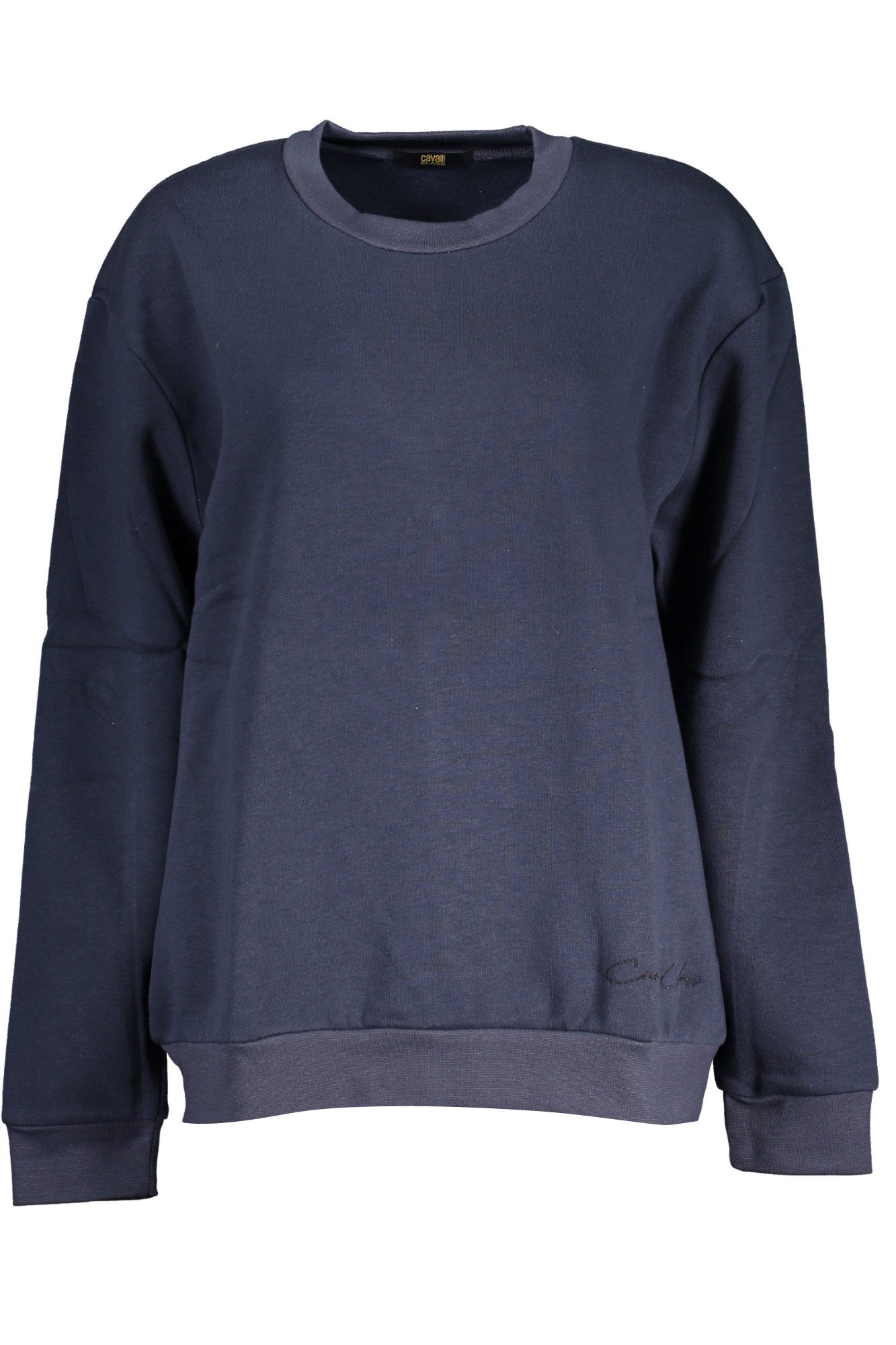 Cavalli Class Sweatshirt Eleganter Damenpullover: Blaues Langarm-Sweatshirt