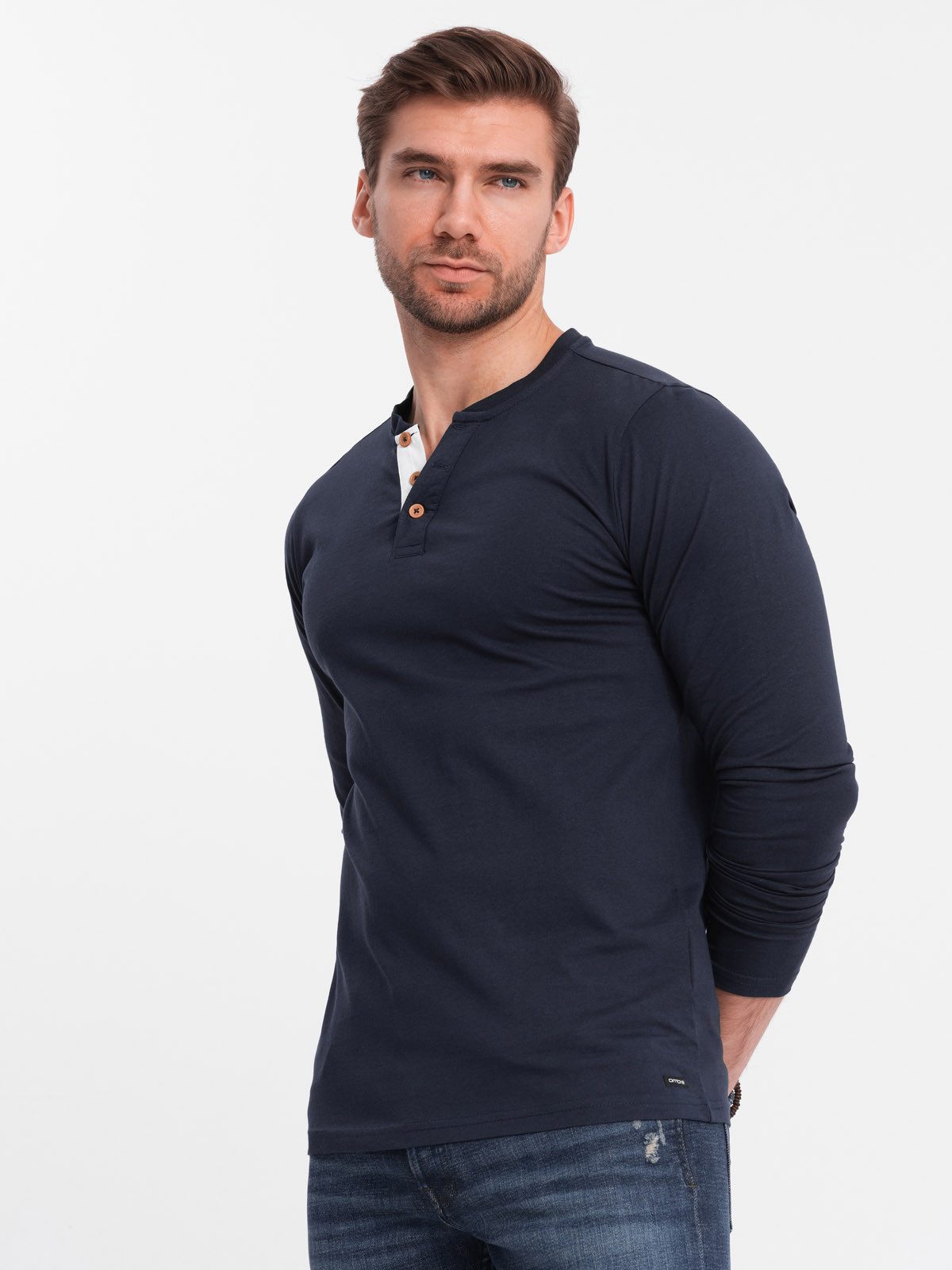 OMBRE Longsleeve Herren Longsleeve mit Knöpfen günstig online kaufen