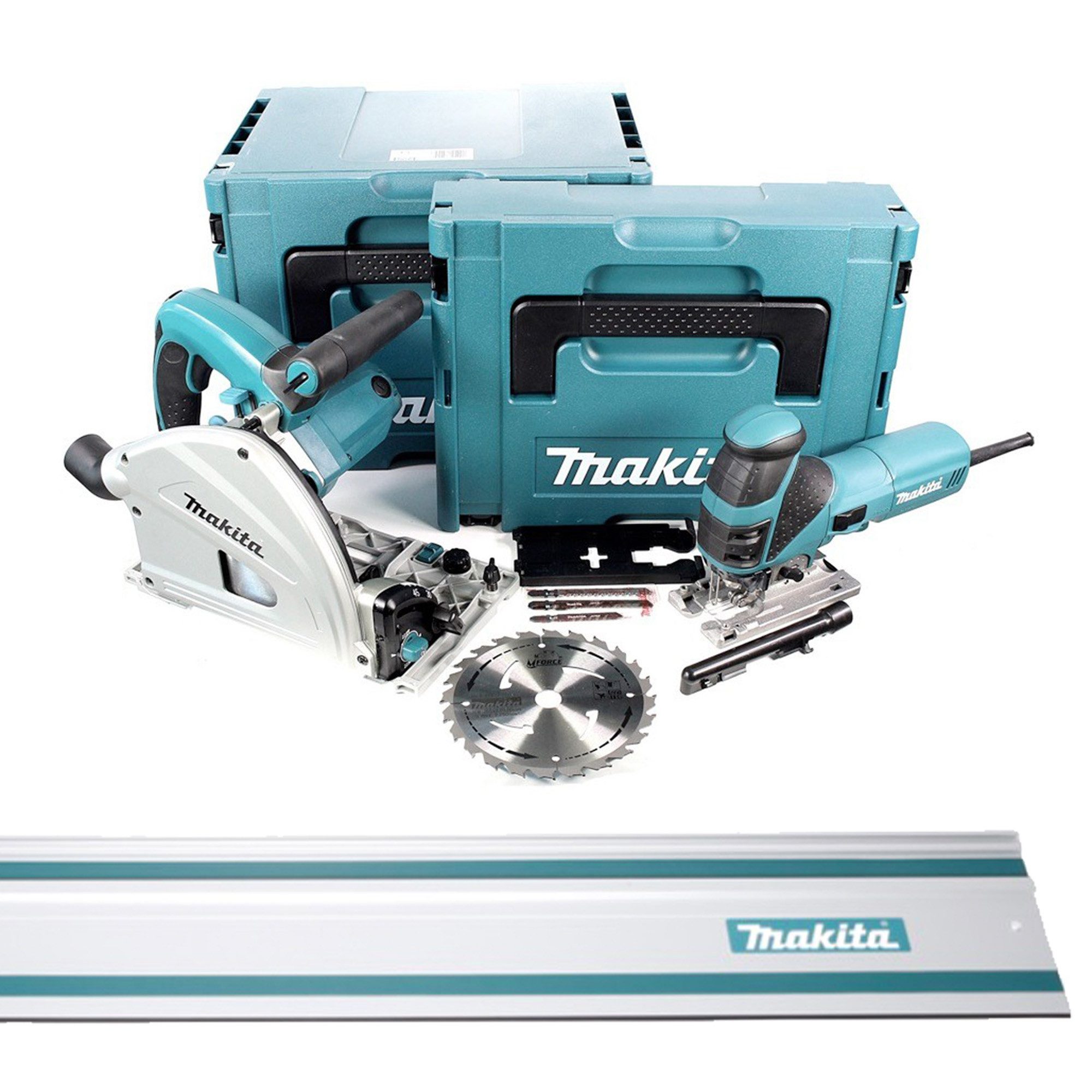 Makita Tauchsäge MEU 029 J Sägen Set + SP 6000 J Tauchsäge + 4351 FCTJ
