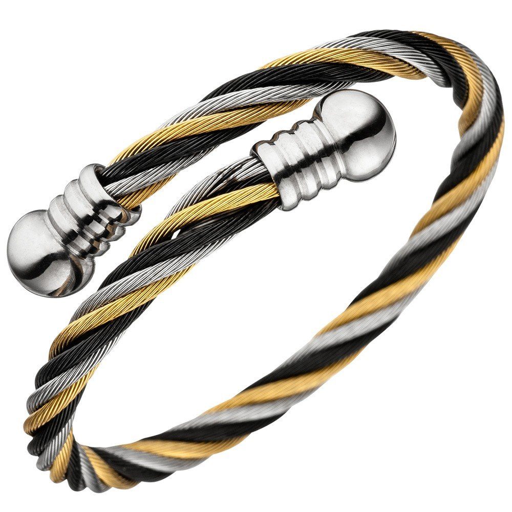 Schmuck Krone Silberarmband Armspange aus Edelstahl 3-farbig gold schwarz silber