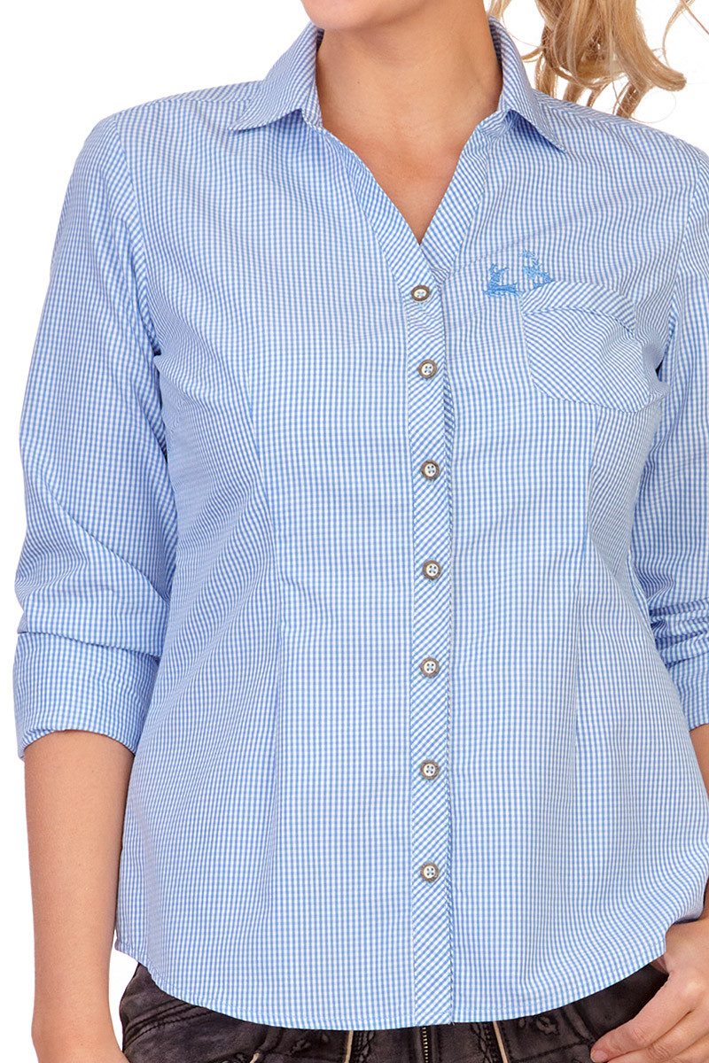 Spieth & Wensky Trachtenbluse Trachtenbluse - PÜNKTCHEN - grün, hellblau günstig online kaufen