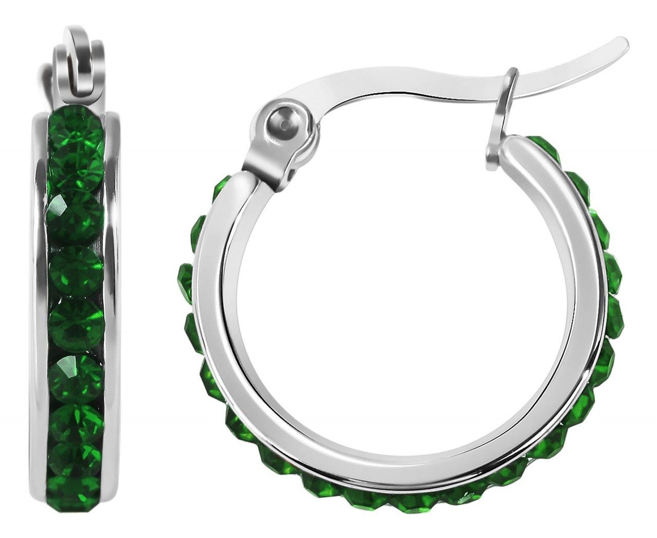 Paar Creolen Damen Creolen aus Edelstahl und Strass Ø 13 mm