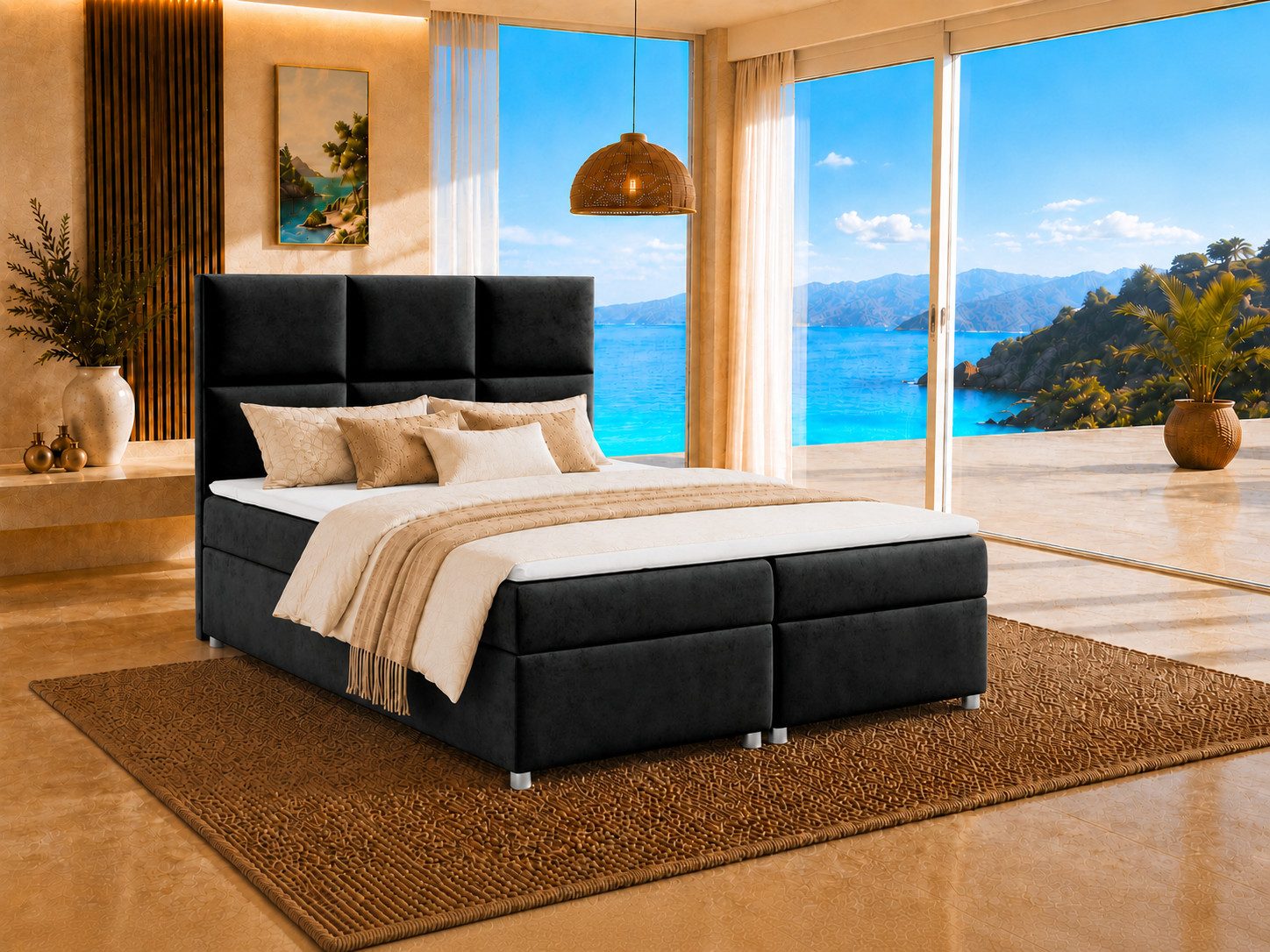 Best for Home Boxspringbett Trinity K-13 mit Stauraum & 5 cm Topper –Komfort (Einzelbett, 3-St., 140x200 160x200 180x200 200x200 cm), Zwei seitlich öffnende Bettkästen, ergonomischer Schlafkomfort