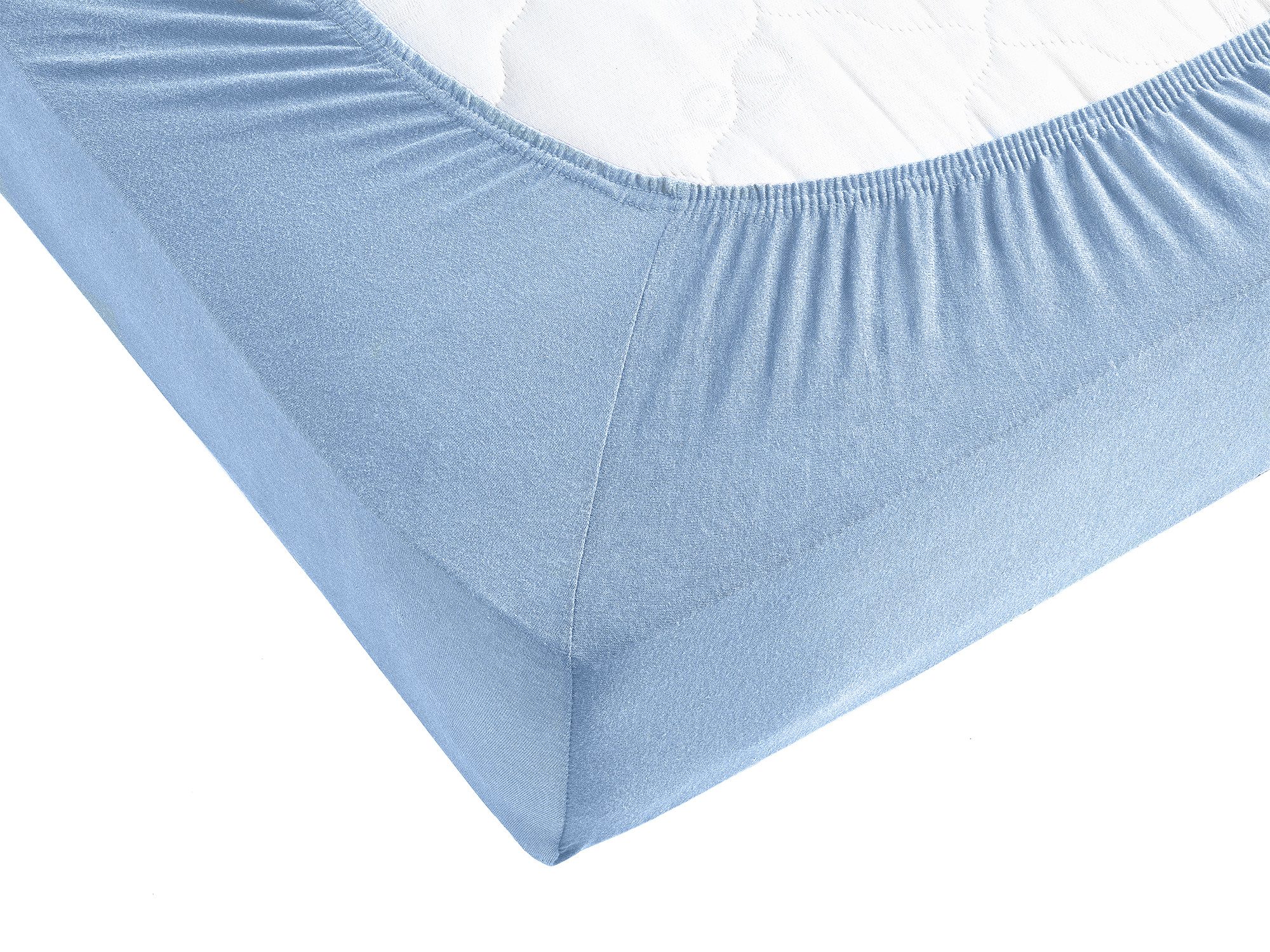 Visaggio Spannbettlaken Jersey aus 100% Baumwolle Spannbetttuch Bettlaken, Jersey, Gummizug: rundum, Spannbettlaken, für Matratzenhöhen bis 22 cm, Steghöhe 30 c – Bild 2 von 3