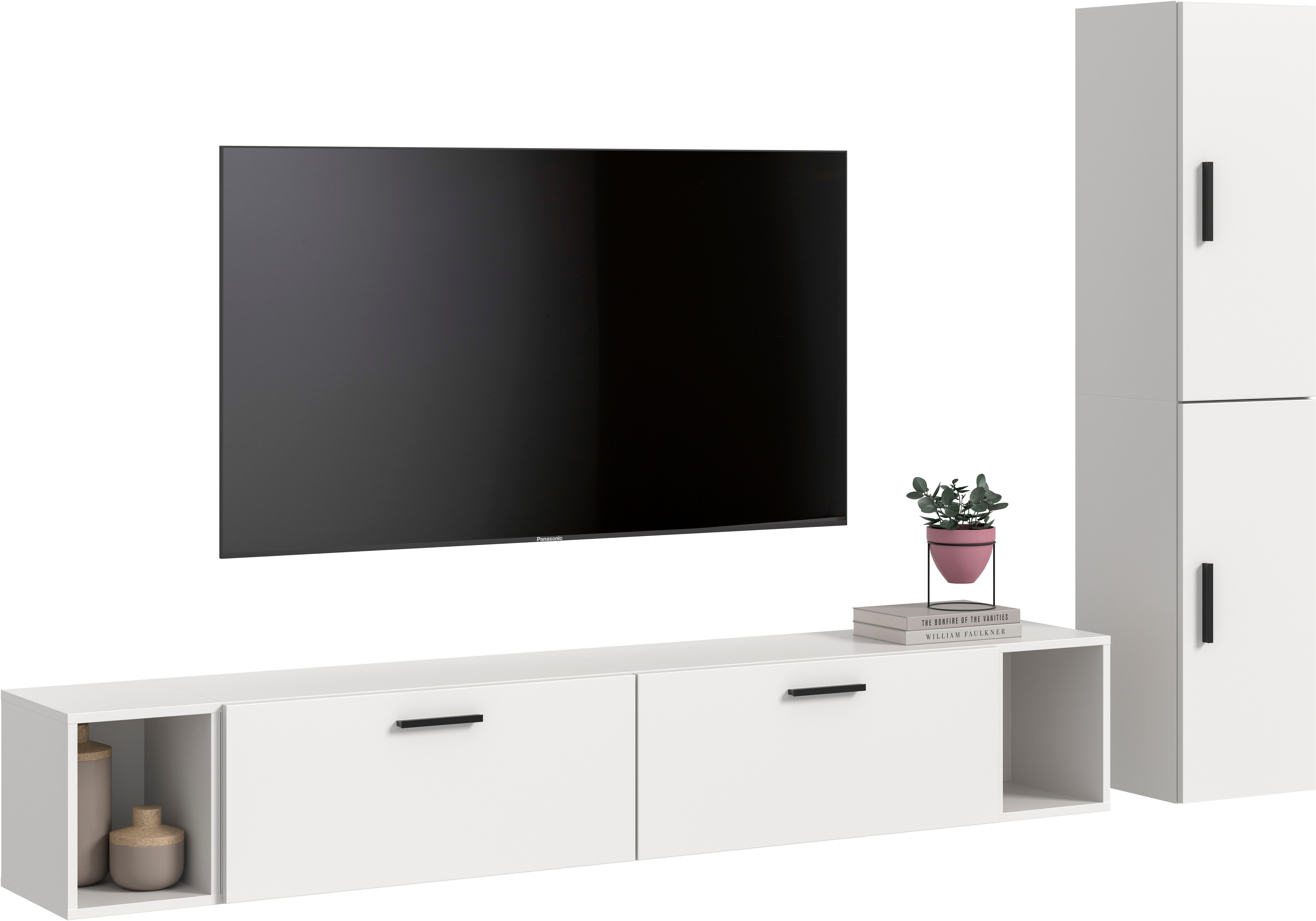 Home affaire Schrank-Set ENESTE, 6-teilig, in verschiedenen Farben, individuell kombinierbar, (2-St., verschiedenste Kombinationmöglichkeiten, stehend oder hängend), Stauraumelement, Kombination, Wohnkombination, Schrankwand, Lowboard