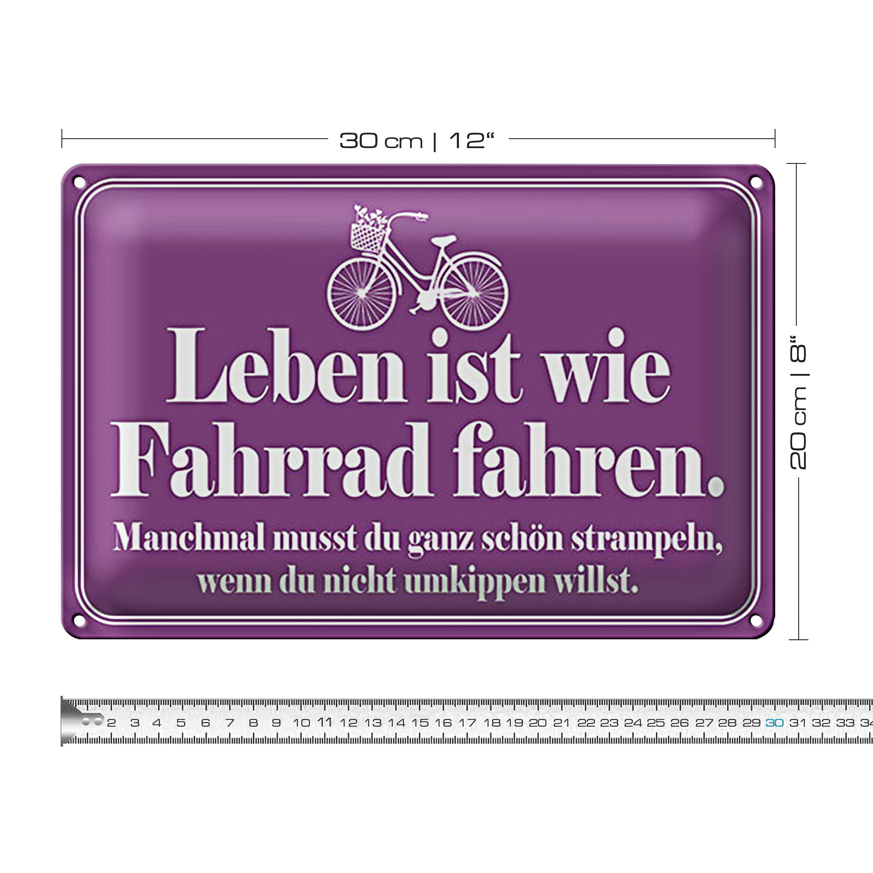 Roomando Metallschild Blechschild Spruch 30x20cm Leben ist wie Fahrrad fahren