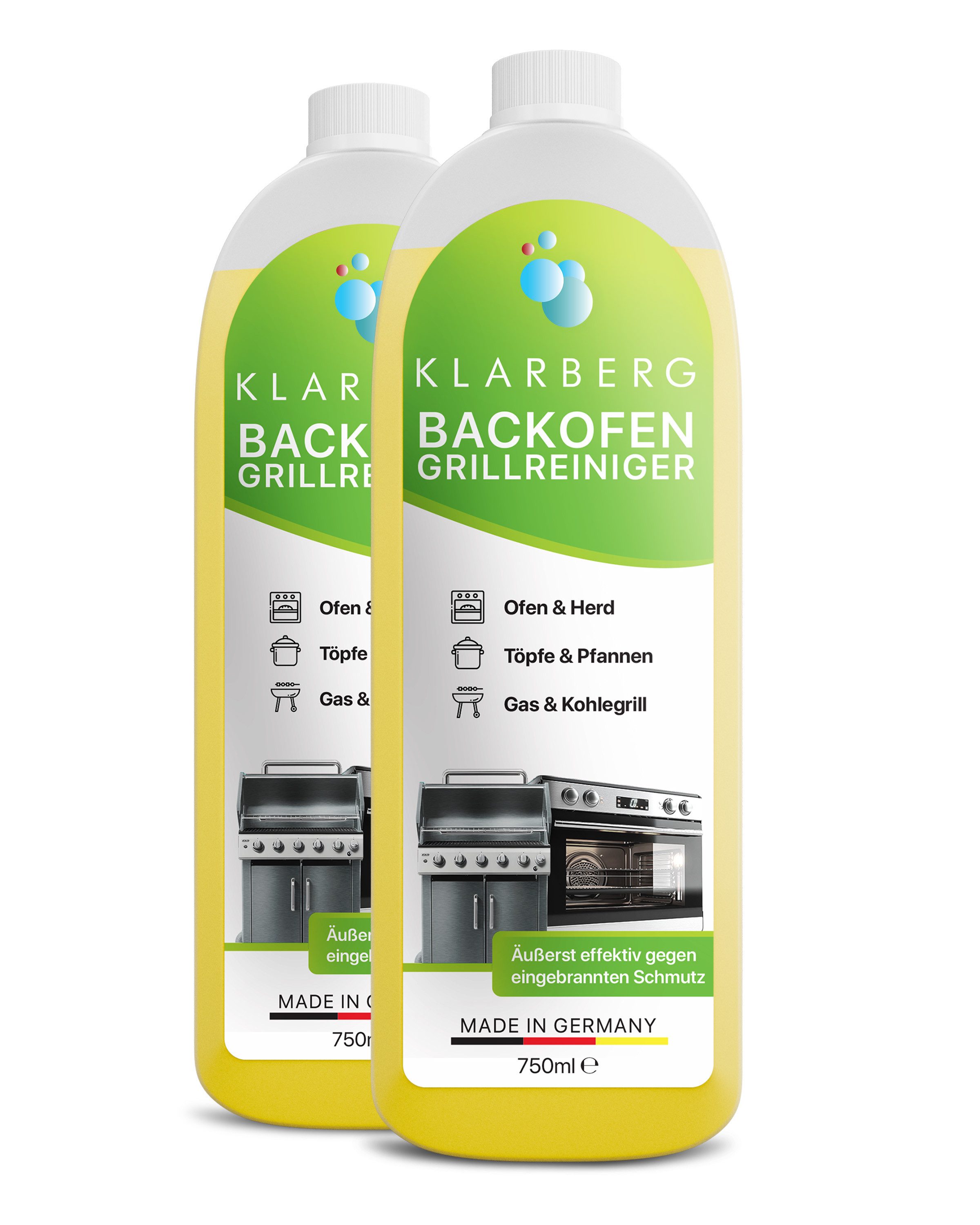 Klarberg Backofen- & Grillreiniger extra stark – für Ofen, Grill, Gasgrill Backofenreiniger (Spar-Set, [- geruchsneutral, extra stark)