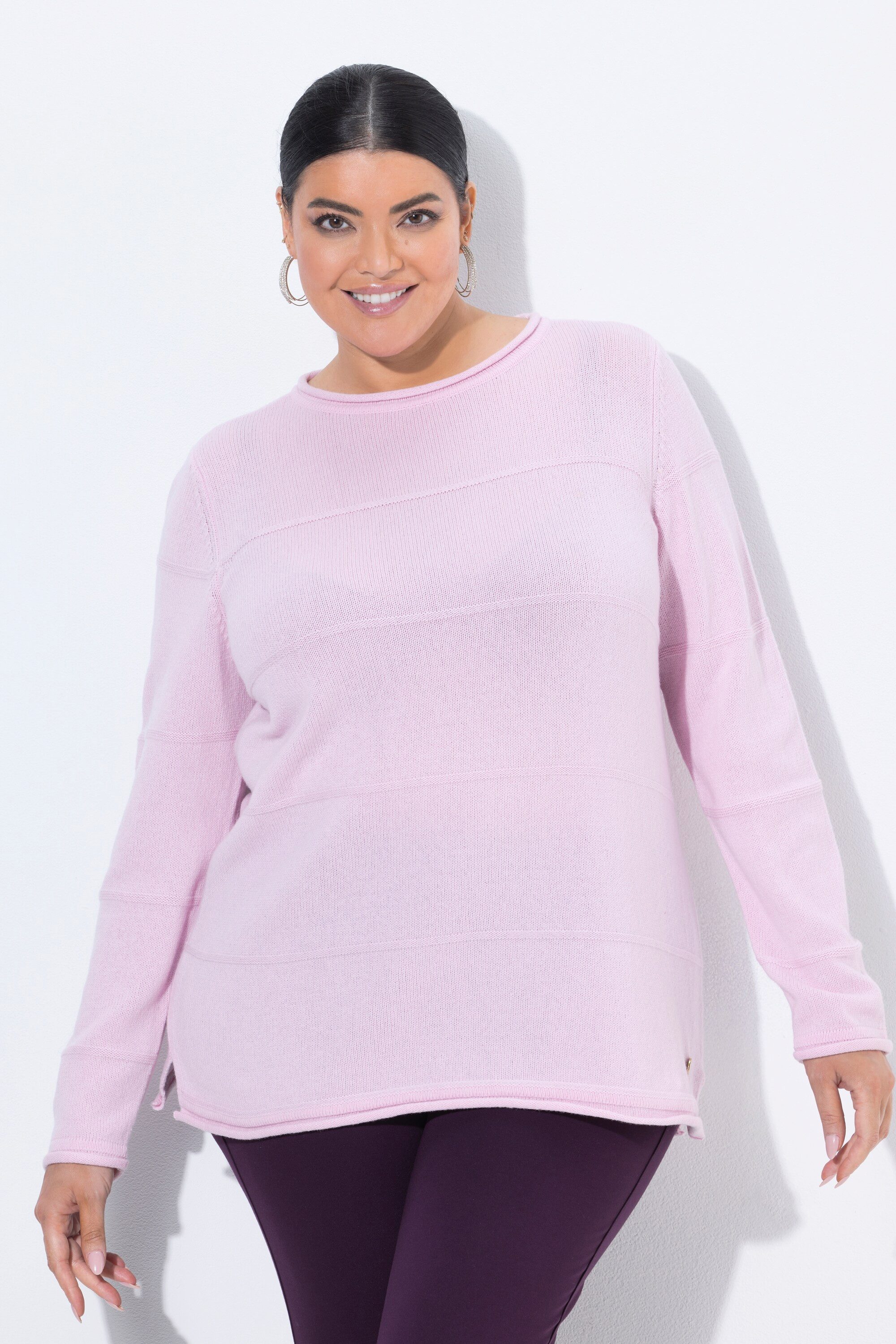 Strickpullover Pullover 3D-Streifen Rundhalsausschnitt Langarm