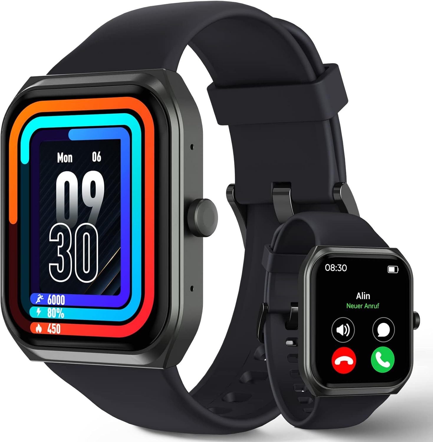 TUYOMA LW76 Smartwatch (4,8 cm, Android ios), Smartwatch 1.91 Zoll Touchscreen, Bluetooth Anruf, 112 Sportmodi