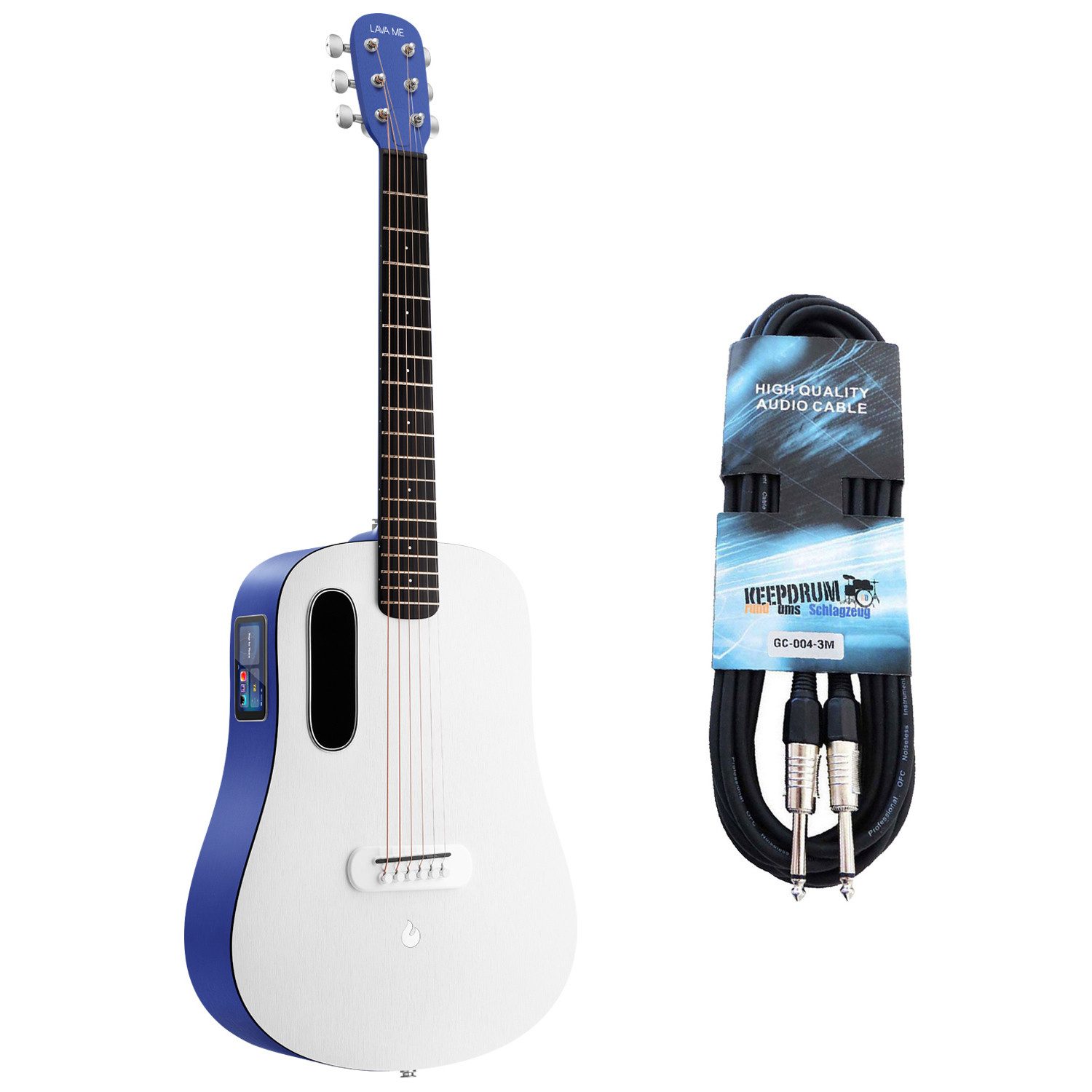 Westerngitarre Lava Music Gitarre ME Play 36 Zoll Deep Blue mit Kabel