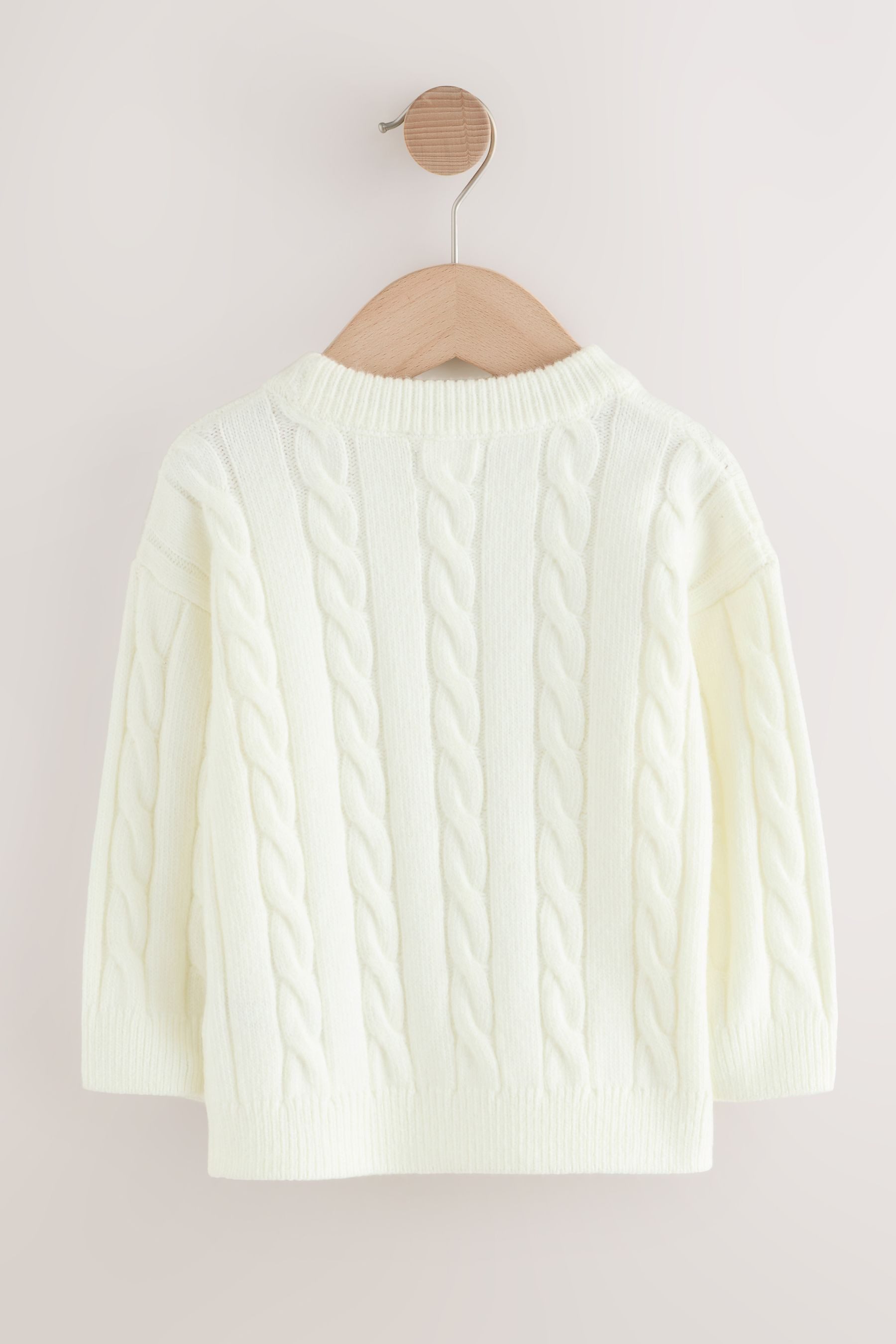 Next Rundhalspullover Rundhals-Pullover mit Zopfstrickmuster + Streifen (1-tlg)