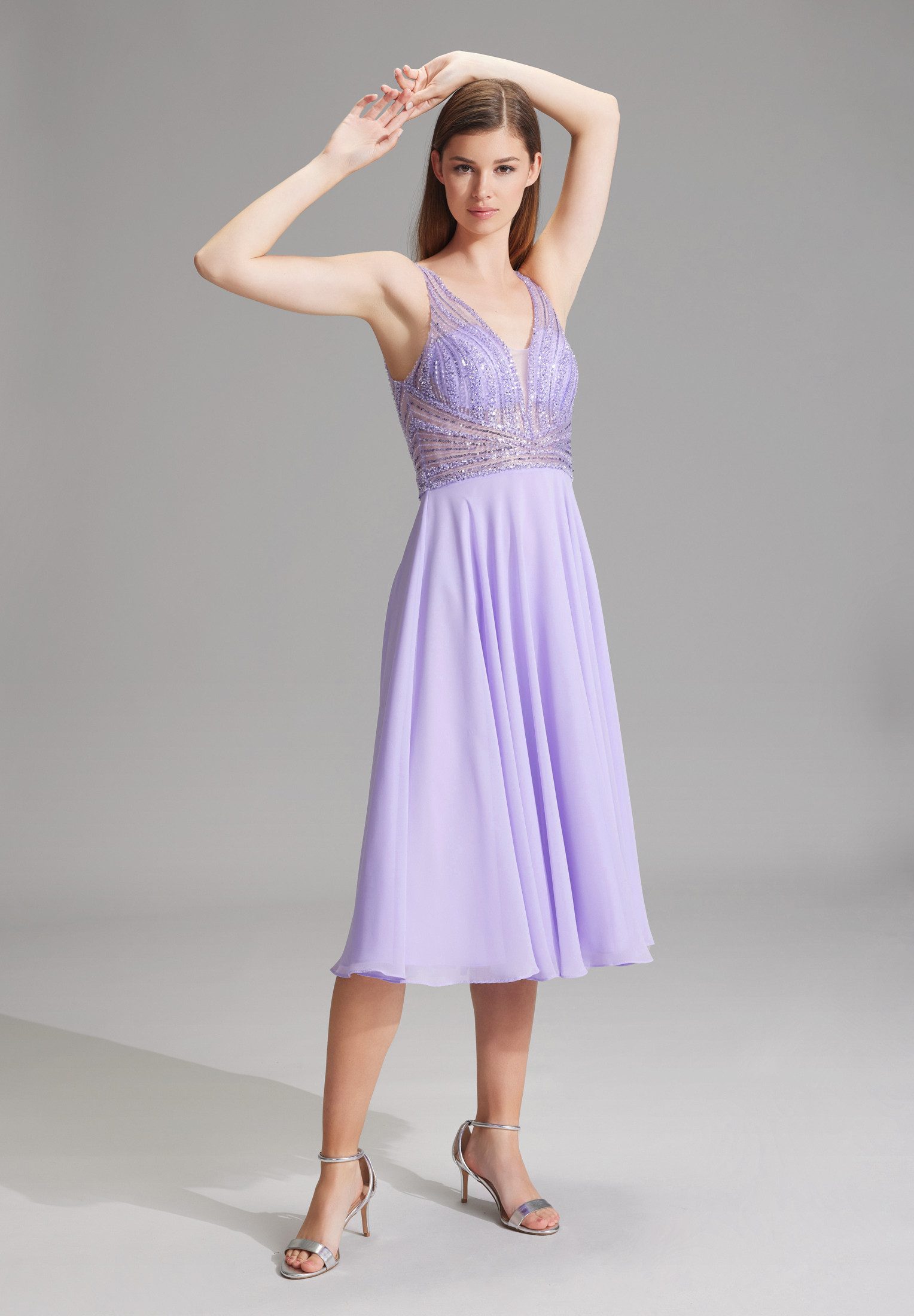 Hey Kyla Cocktailkleid - Midilanges Cocktailkleid aus Materialmix günstig online kaufen