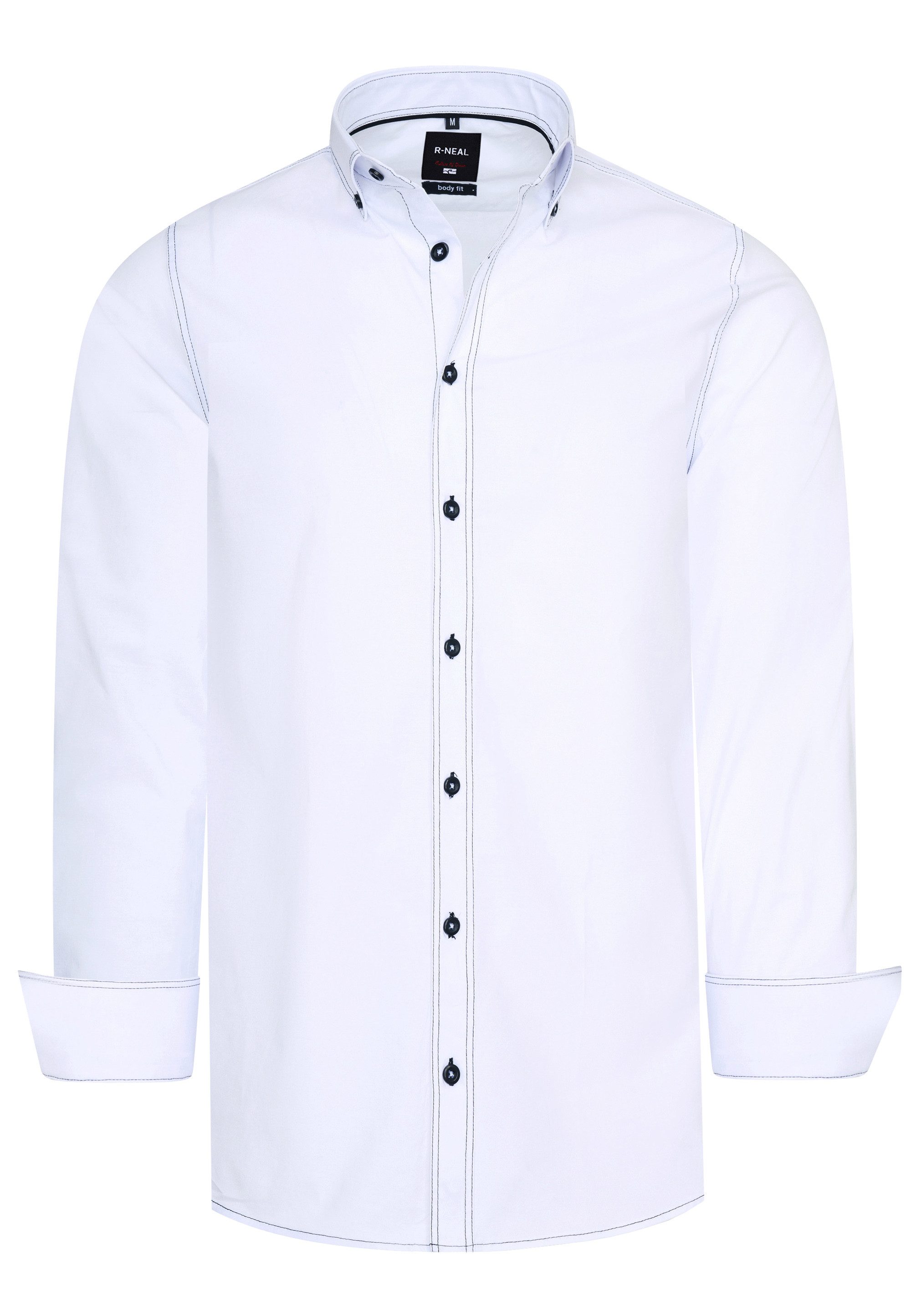 Businesshemd Herren Hemd mit Kontrastnaht Businesshemd Cotton-Stretch Body-Fit