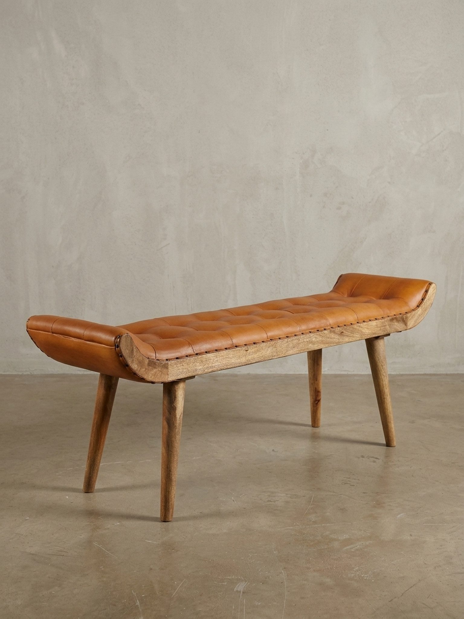 KADIMA DESIGN Sitzbank Maßholz/Leder/Stoff-Sitzmöbel, Modern, Chesterfield-Stil, robust