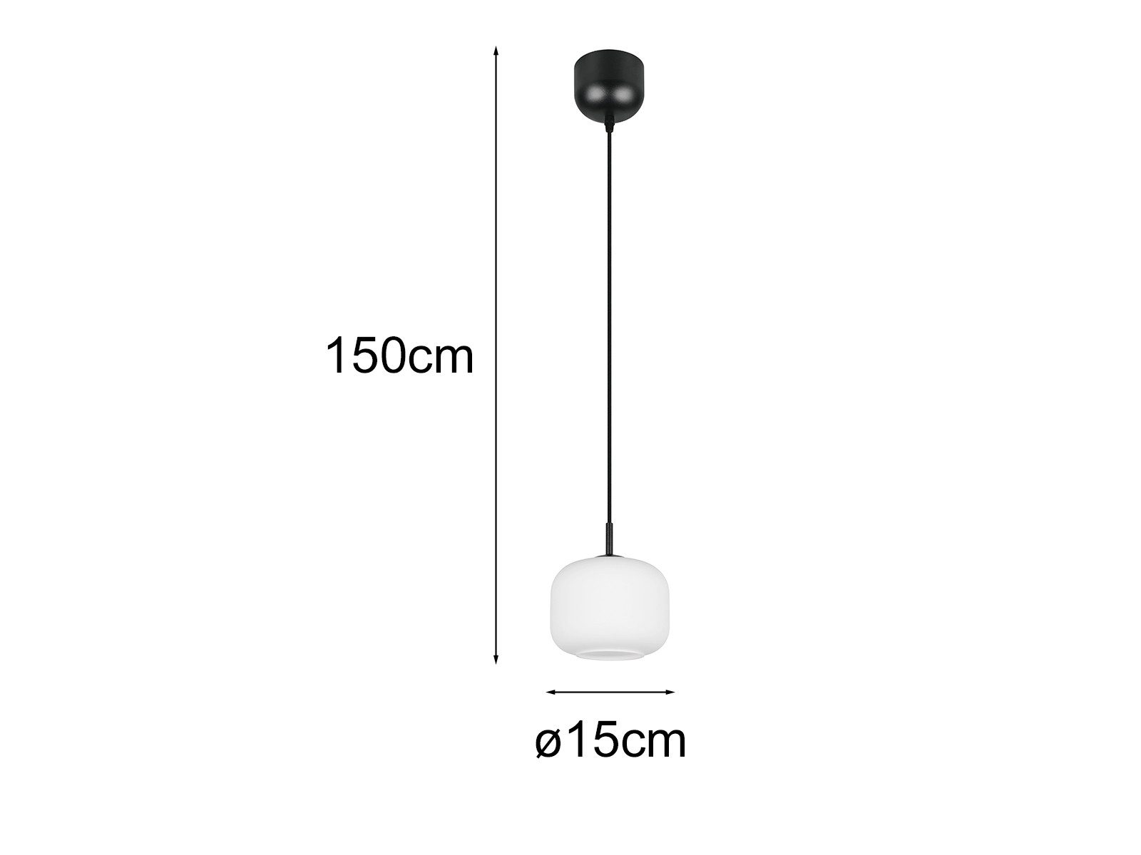 Reality Leuchten LED Pendelleuchte mit Glas Lampenschirm Weiß Ø 15cm, Dimmfunktion, LED wechselbar, Warmweiß, Nachttisch Lampe hängend, einflammig klein, inkl.  – Bild 4 von 5