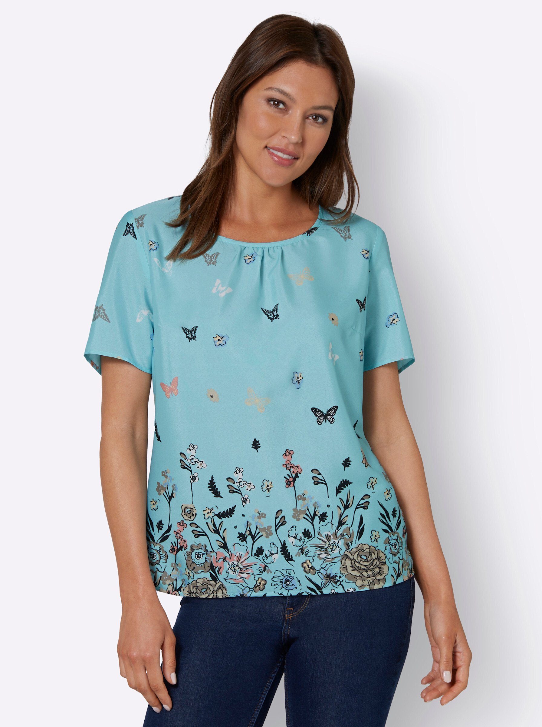 Sieh an! Klassische Bluse Schlupfbluse Kurzarm