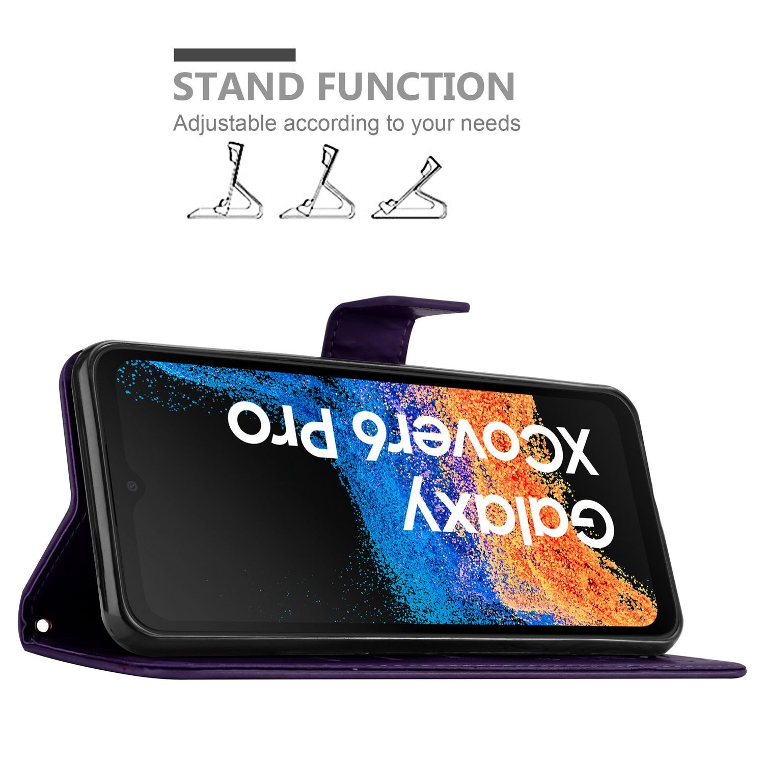 Cadorabo Handyhülle für Samsung Xcover 6 Pro Hülle Samsung Xcover 6 Pro, Hülle Schutzhülle Blumen Flower mit Standfunktion Kartenfach Magnet