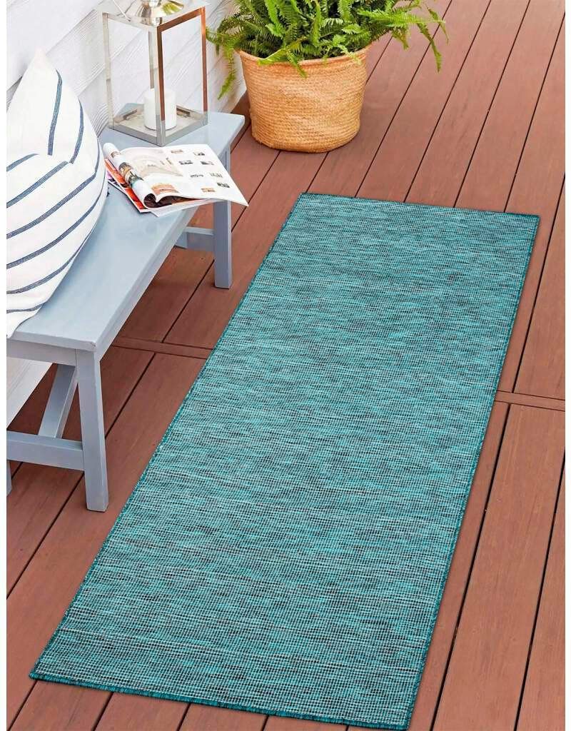 Teppich Palm, gewebt Balkon, Küche, City, rechteckig, Wetterfest mm, flach für blau Terrasse, 5 & Höhe: Carpet UV-beständig