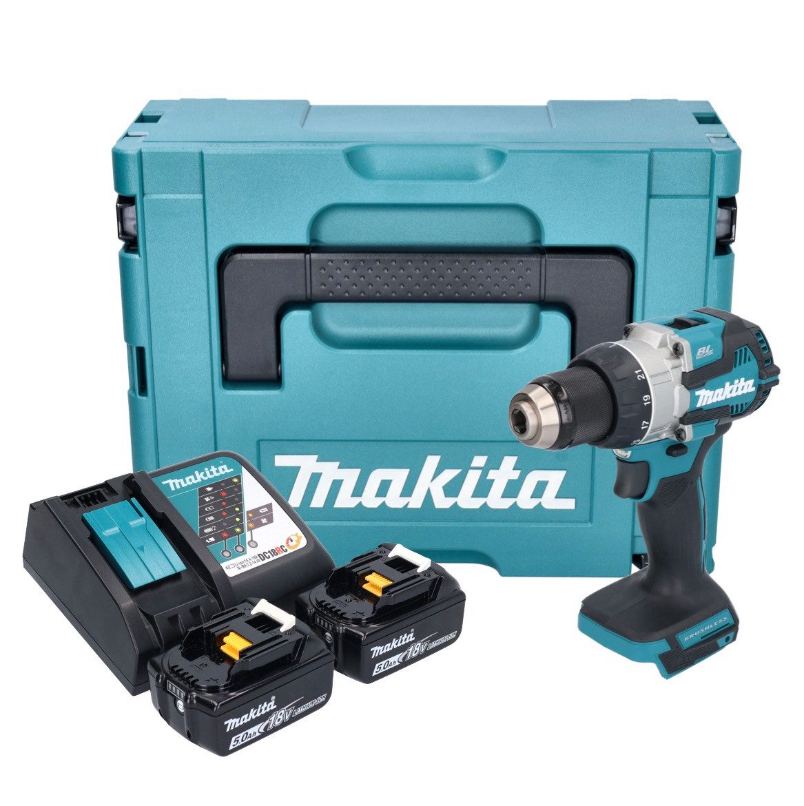 Makita Akku-Schrauber Makita DDF 489 RTJ Akku Bohrschrauber 18 V 73 Nm Brushless + 2x Akku 5