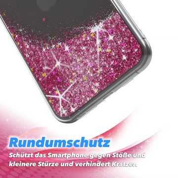 EAZY CASE Handyhülle Liquid Glittery Case für Apple iPhone 11 Pro Max 6,5 Zoll, Glitzerhülle Shiny Slimcover stoßfest Durchsichtig Bumper Case Pink