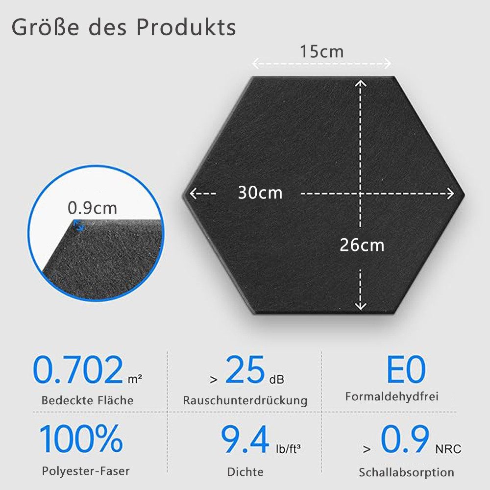 NUODWELL Akustikplatte 12 Stück Hexagon Akustikplatten günstig online kaufen