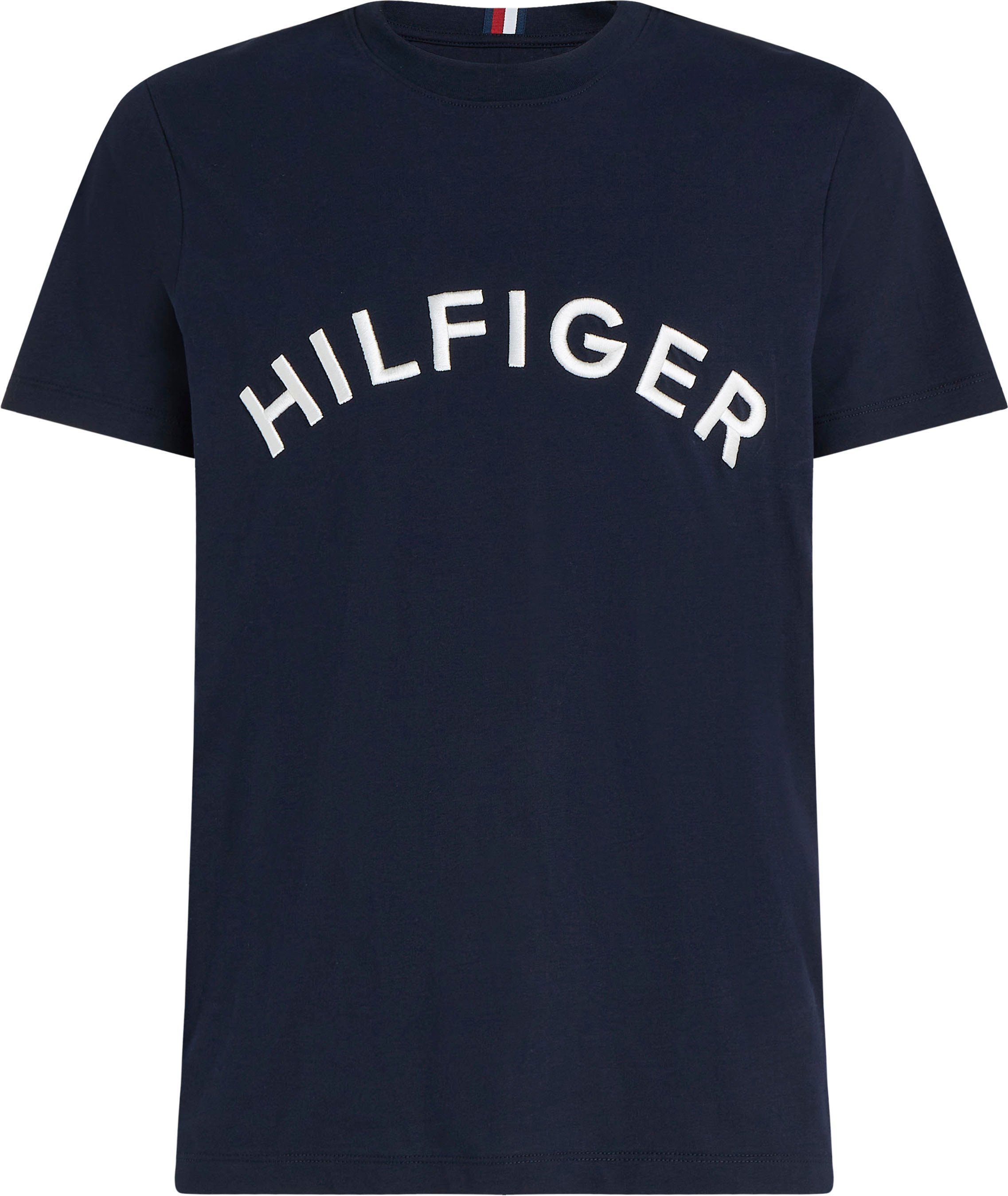 TEE der Desert mit HILFIGER ARCHED Tommy Brust 3D-Stickerei Sky Rundhalsshirt auf Hilfiger