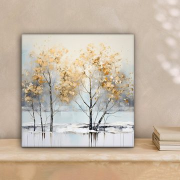 OneMillionCanvasses® Leinwandbild Winter - Bäume - Natur - Acryl - Kunst, (1 St), Leinwand Bilder für Wohnzimmer Schlafzimmer, 20x20 cm