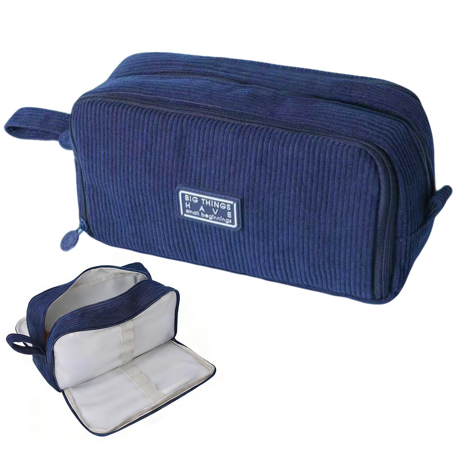 Diwzbyn Federmäppchen aus Cord-Stoff Federtaschen Mäppchen mit 3 Fächer Schulmäppchen, Große Kapazität Stiftetasche Pencil Case für Schule & Büro