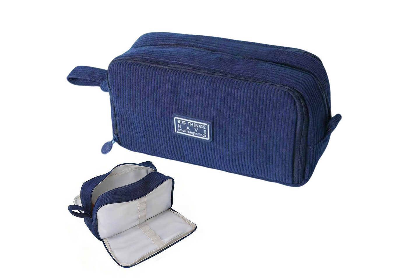 Diwzbyn Federmäppchen aus Cord-Stoff Federtaschen Mäppchen mit 3 Fächer Schulmäppchen, Große Kapazität Stiftetasche Pencil Case für Schule & Büro