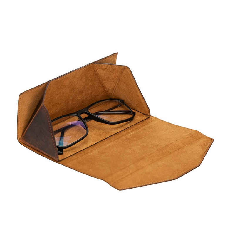 Solo Pelle Brillenetui Faltbares Brillenetui aus echtem Leder, tragbare Brillenbox zum falten