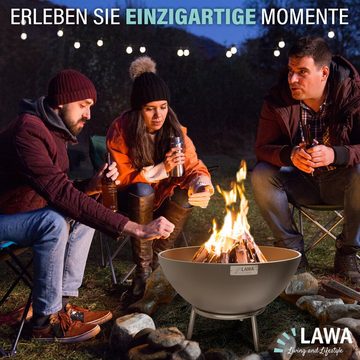 LAWA Living and Lifestyle Holzkohlegrill 70cm 304 / V2A Edelstahl mit 75 cm Feuerplatte und Auflageeisen, Spar Set, Auflageeisen, Feuerring u. Grillrost, Schürhaken, Dreibein, Feuerrost, BxHxT: 75x48x75