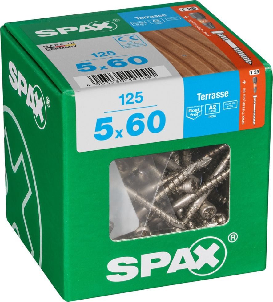 SPAX Terrassenschraube Spax Terrassenschrauben 5.0 x 60 mm TX 25 - 125