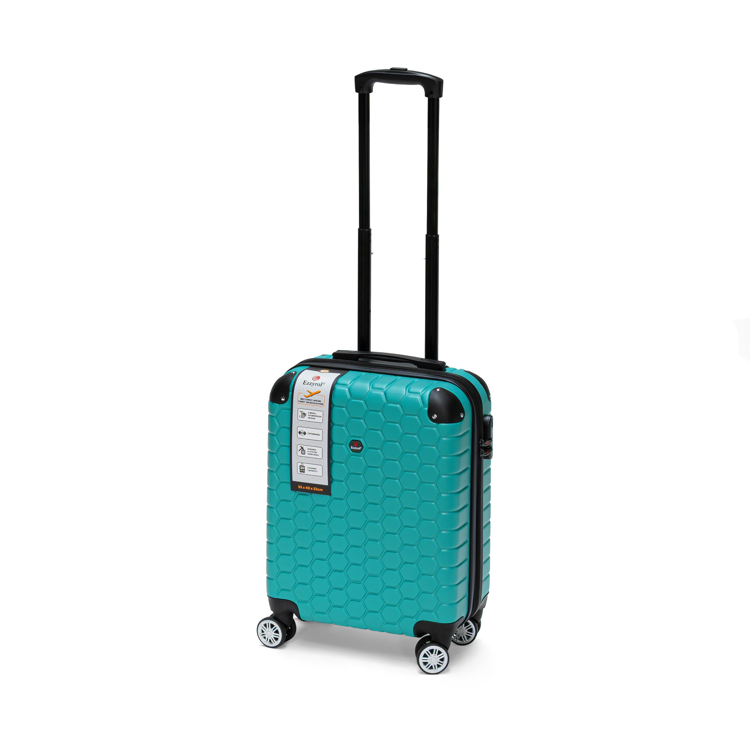 Ezzyrol® Hartschalen-Trolley Hartschalenkoffer mit 4 Lenkrollen, Teleskopgriff, Zahlenschloss, robuste ABS-Schale – stabil, leicht & ideal für Familienurlaub