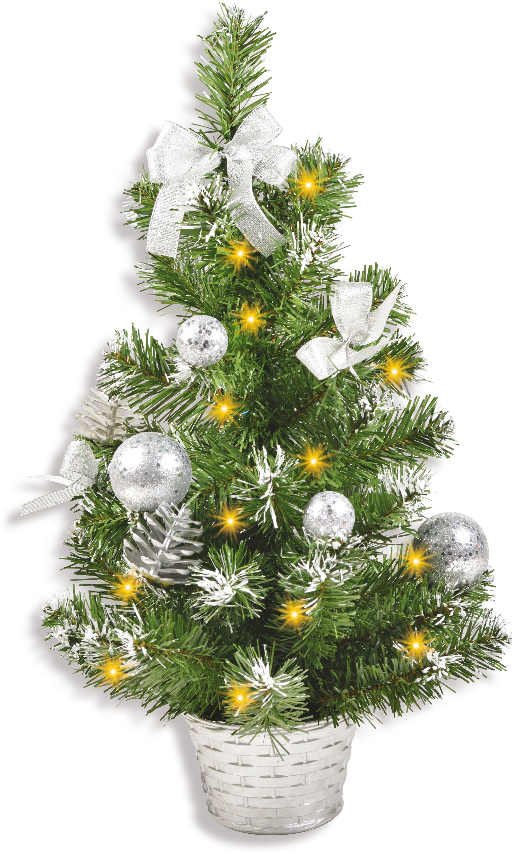RIFFELMACHER & WEINBERGER Künstlicher Weihnachtsbaum Weihnachtsdeko, künstlicher Christbaum, Tannenbaum, Höhe ca. 50 cm, dekoriert, für den Innenbereich | Weihnachtskugeln