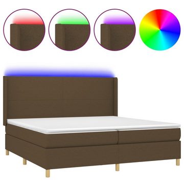 vidaXL Bettgestell Boxspringbett mit Matratze LED Dunkelbraun 200x200 cm Stoff Bett Bett