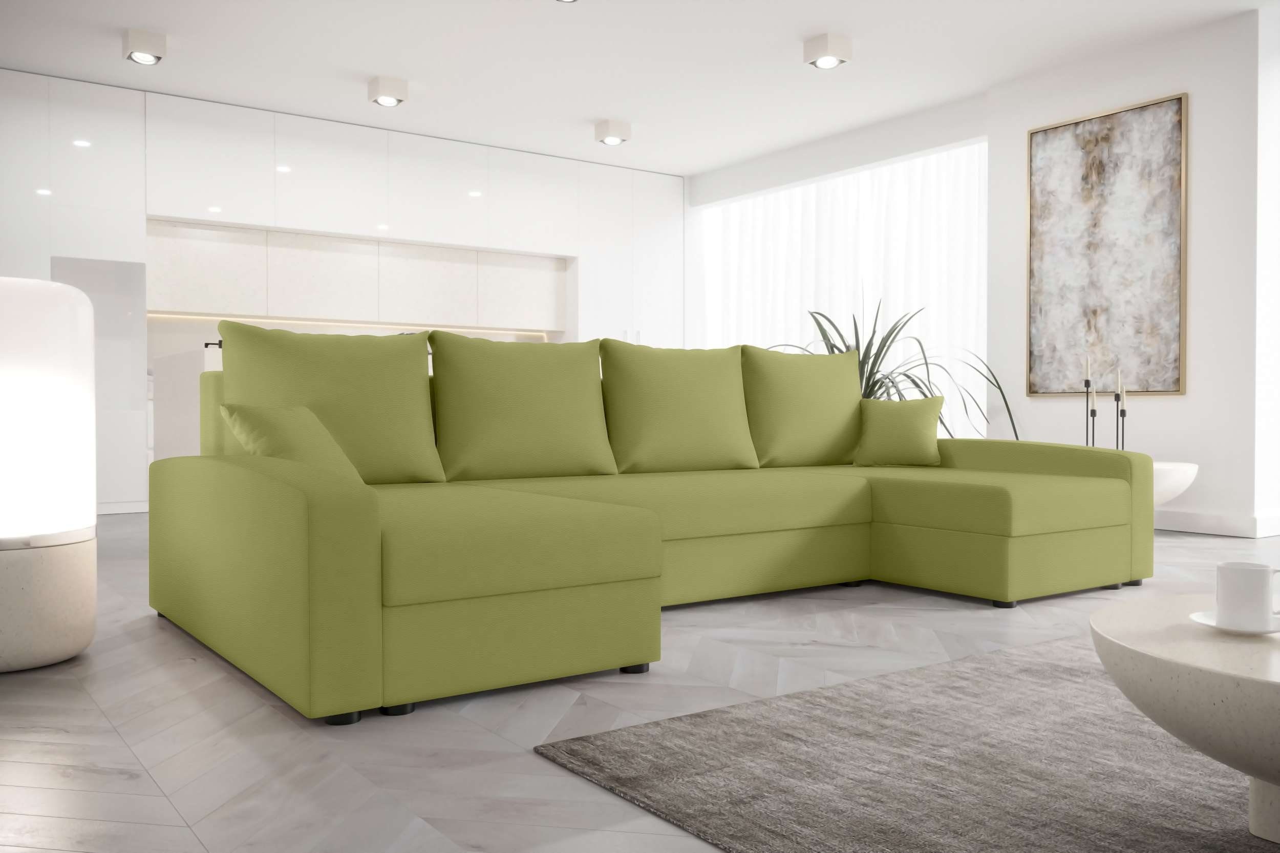 Stylefy Wohnlandschaft Addison, U-Form, Eckcouch, Sofa, Sitzkomfort, mit Bettfunktion, mit Bettkasten, Modern Design