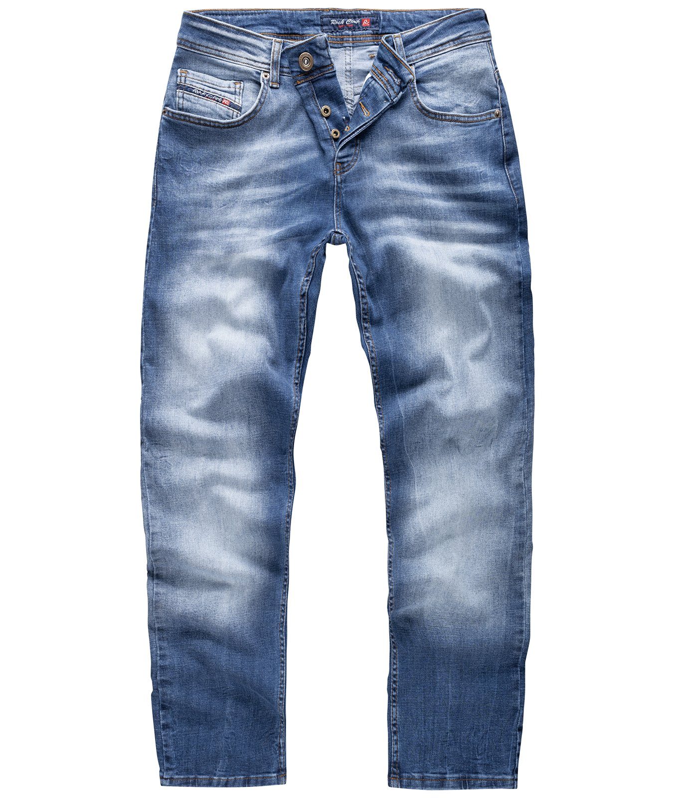Straight-Jeans Herren Jeans Stonewashed Blau RC-2358