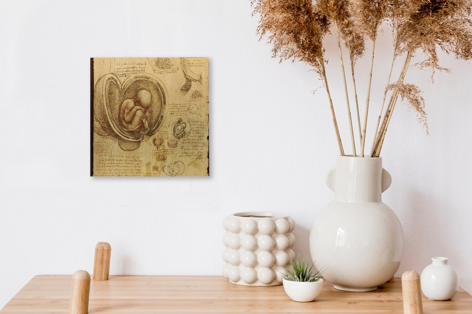 OneMillionCanvasses® Leinwandbild Mutterleib Leonardo da für St), im Baby Wohnzimmer Schlafzimmer Vinci, (1 Leinwand - Bilder
