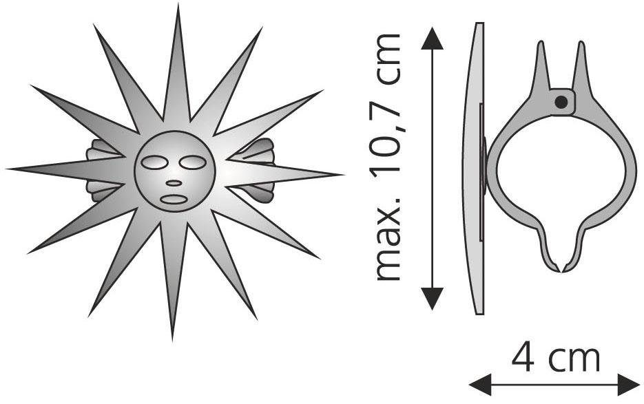 Dekoklammer Sonne, Liedeco, Gardinen, Vorhänge, chromfarben 2-St), (Packung, Vorhänge Gardinen, für