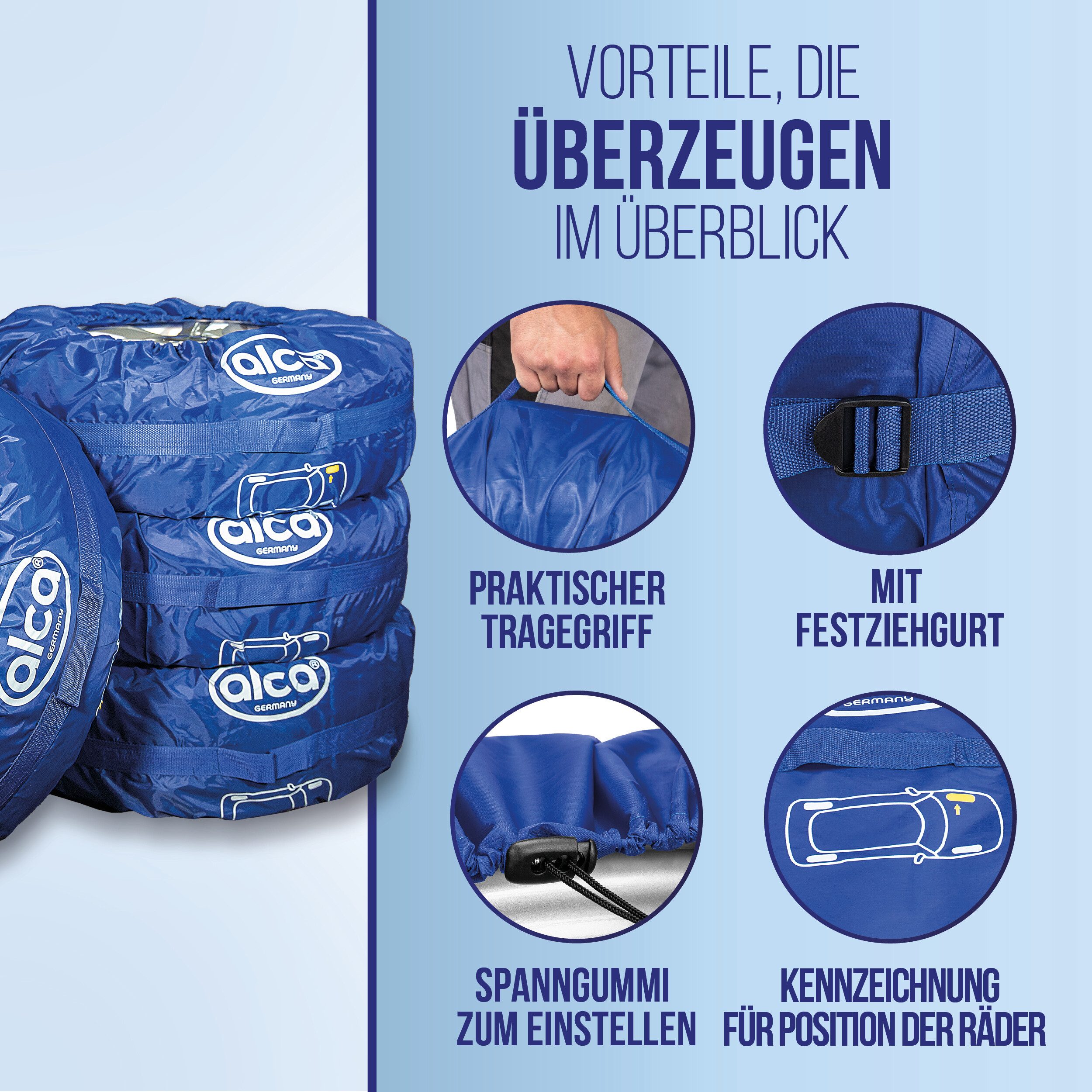 alca tire bag set with carrying handle and tire marking, 4-piece set for 13"-18" SUVs (4-piece set)