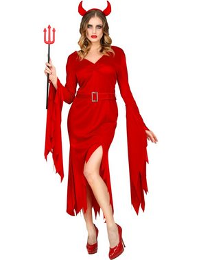 Widmann S.r.l. Hexen-Kostüm Teufelskostüm für Damen - Rotes Kleid und Teufelsh