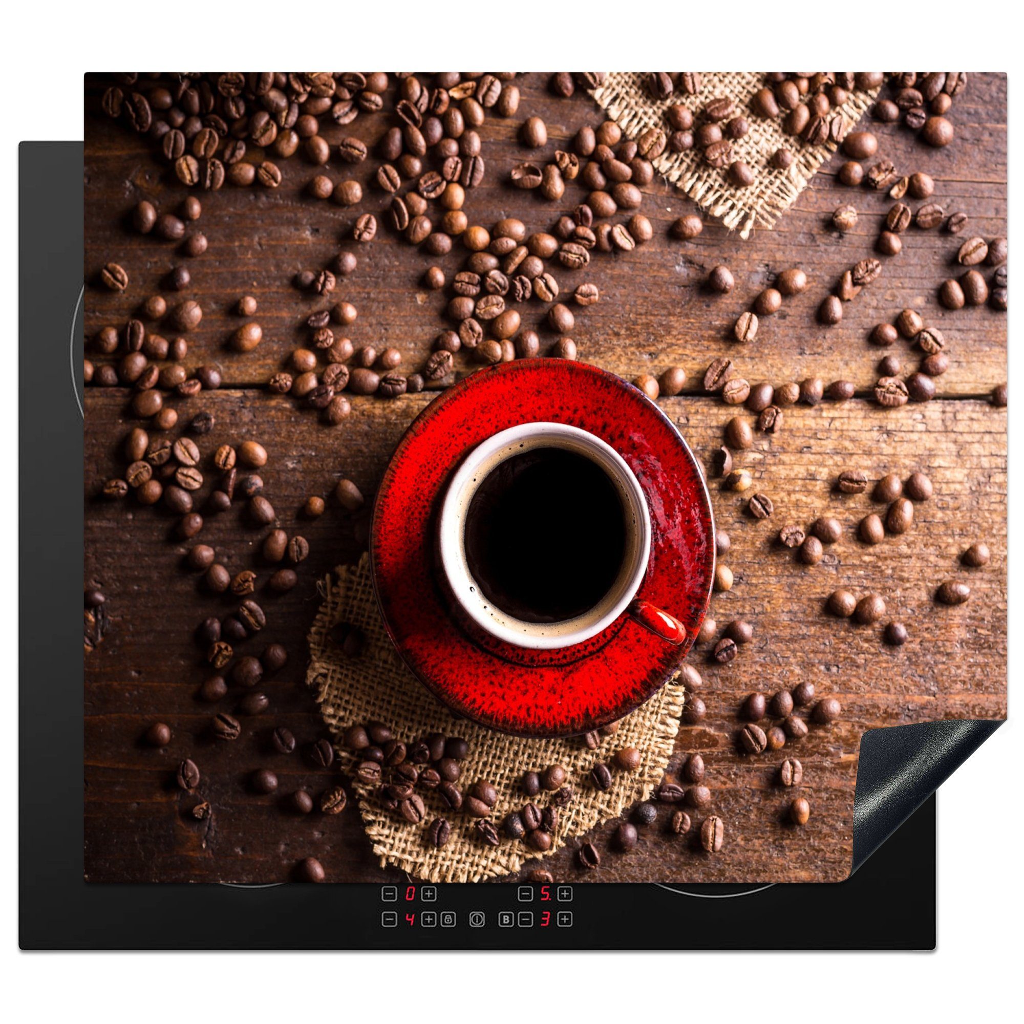 MuchoWow Herdblende-/Abdeckplatte Kaffee - Kaffeebohnen - Espresso, Vinyl, (1 tlg), 59x52 cm, Ceranfeldabdeckung für die küche, Induktionsmatte