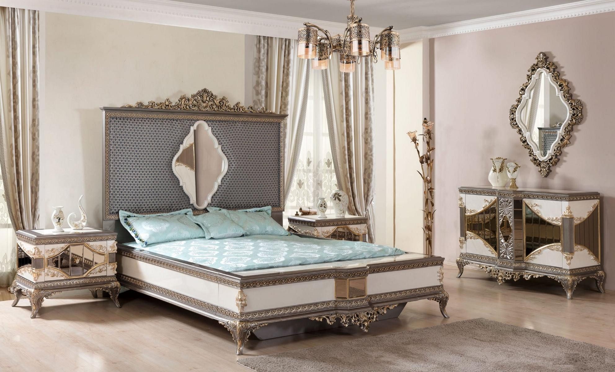 Schlafzimmer-Set Schlafzimmer Garnitur Hochwertiges Set Doppelbett Kommode Sofa