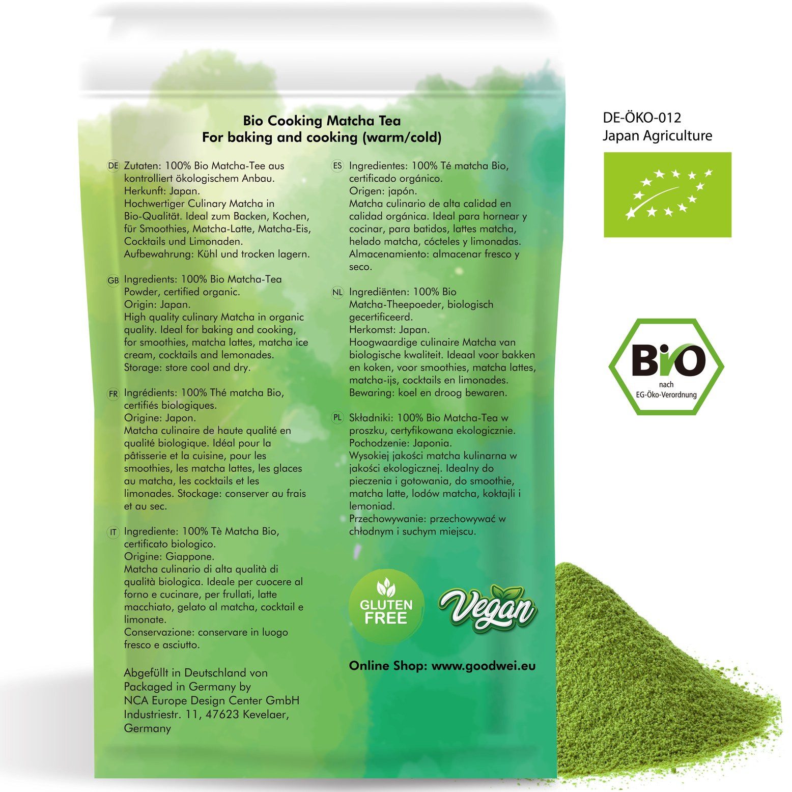 Goodwei Tee Japanischer Bio Matcha Tee Culinary Grade - Pulver zum Backen, Kochen, 100 g