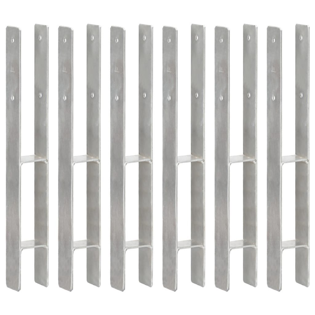 vidaXL H-Pfostenanker Pfostenträger 6 Stk. Silbern 7×6×60 cm Verzinkter Stahl, (6-St)