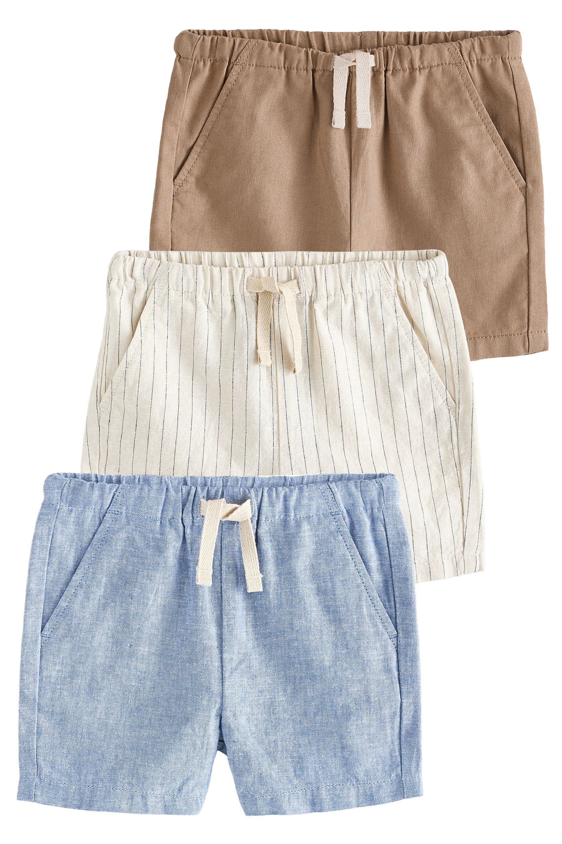 Shorts Shorts aus Leinenmischung im 3er-Pack