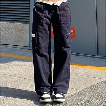 FIDDY Loungepants Damen Low Waist Weites Bein Cargo Pants Baggy Jeans für Teenager