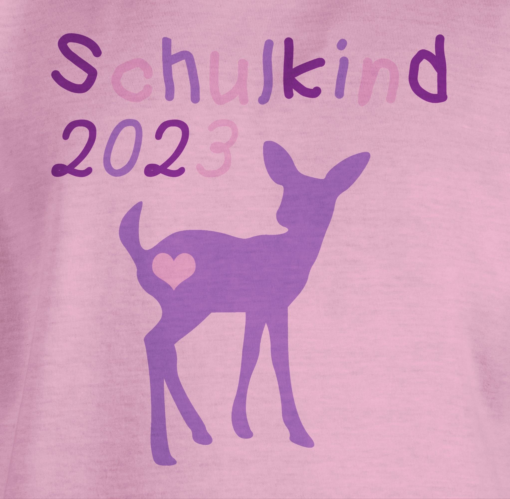 Einschulung 2023 Kitz Schulkind 1 Reh T-Shirt Mädchen Shirtracer Rosa Lila